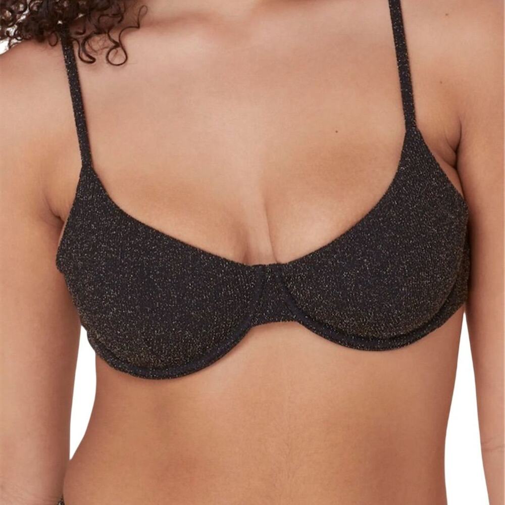 Andie Black and Gold Bikini Top